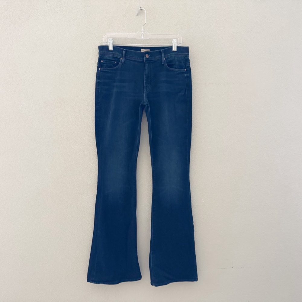 Mother The Cruiser Flare Jeans 30 Ink Paper Dark Blue Denim Mid Rise Minimalist - Picture 5 of 14